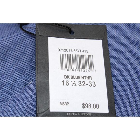 B0 New JOHN VARVATOS Blue USA Signature Tailored Button Up Shirt Size 16.5 32/33 - Picture 4 of 8